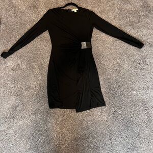MICHAEL Michael Kors Black Long-Sleeve Twist-Waist Dress